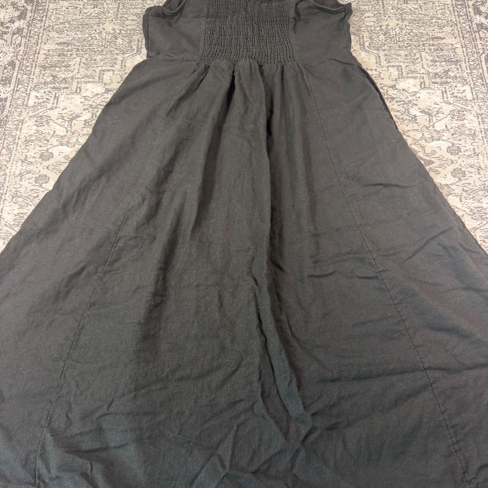 Old Navy Womens Dress Size L Large Black Linen Blend Midi Smocked Tank Sun Dress - Picture 10 of 10